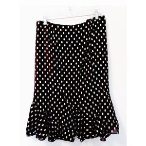 WHO WHAT WEAR  Black Gold White Polka Dot Skirt